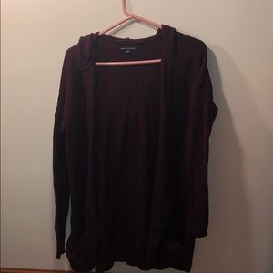 burgundy cardigan